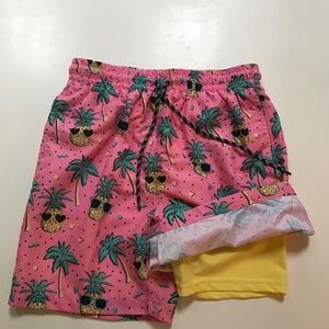 Boys' Pineapple Palm Tree Swim Trunks With Built In Underwear
